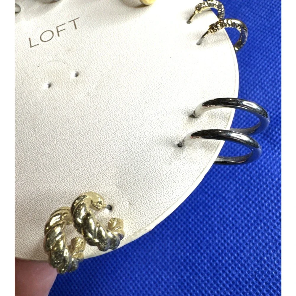 LOFT Earrings 4 Pairs Studs 2 Singles 8 Pairs Small Hoops Ann Taylor preppy
